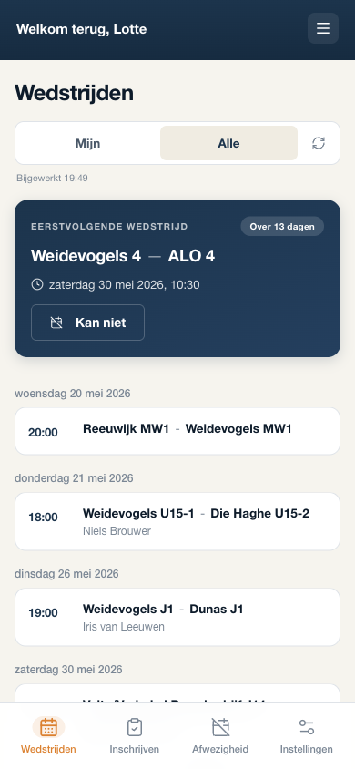Scheidsrechtersportaal &mdash; wedstrijden-overzicht